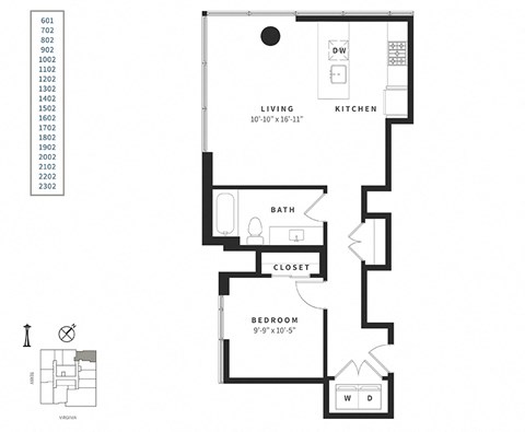 a floor plan of a bedroom apartment